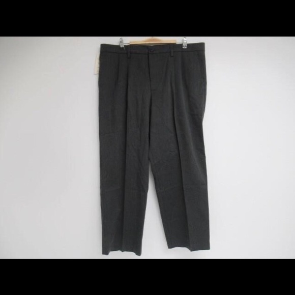 Relaxed Fit Khaki Lux Cotton Stretch Pants Pleated - Picture 4 of 4